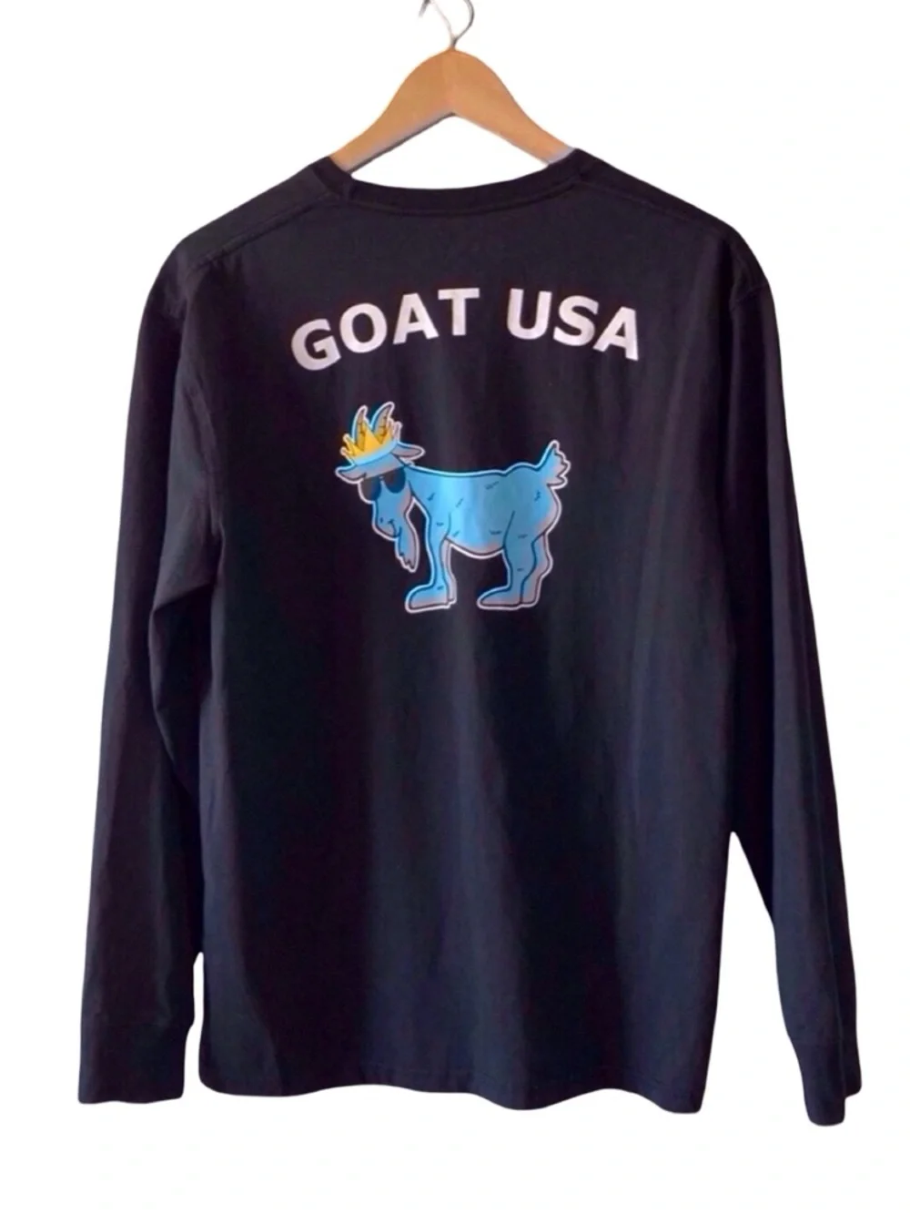 GOAT USA Long Sleeve Tee Black Goat Back Graphic Chest Logo Size M - Picture 9 of 13